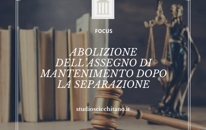 abolizione assegno mantenimento dopo separazione