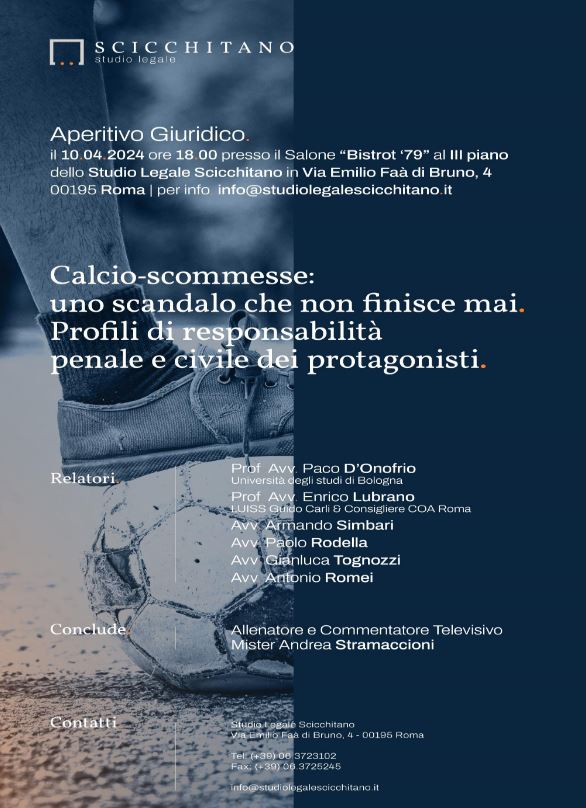 Aperitivo Giuridico Calcio Scommesse - Studio Legale Scicchitano