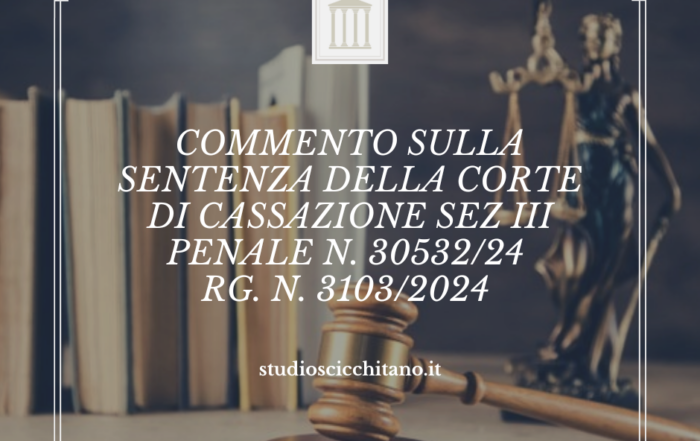 Commento sulla Sentenza della Corte di Cassazione sez III Penale n. 3053224 RG. n. 31032024